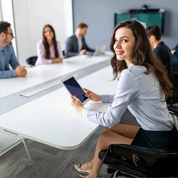 Mulher sentada com grupo