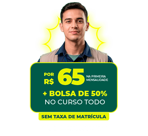 Cursos Técnicos por R$65 no primeiro mês.