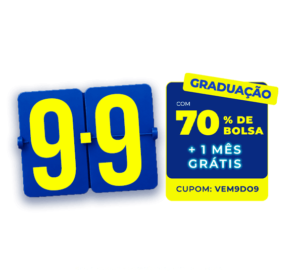 Graduação com 70% de bolsa + 1 mês grátis no 9.9
