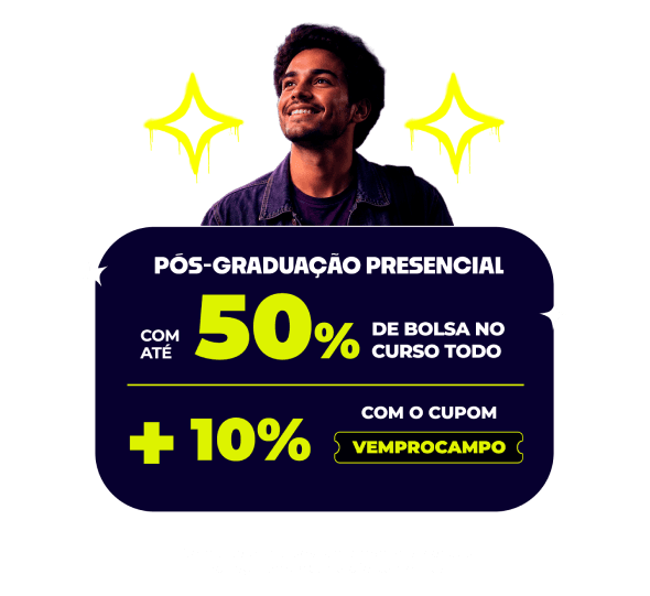 Pós Presencial com até 50% de bolsa no curso todo