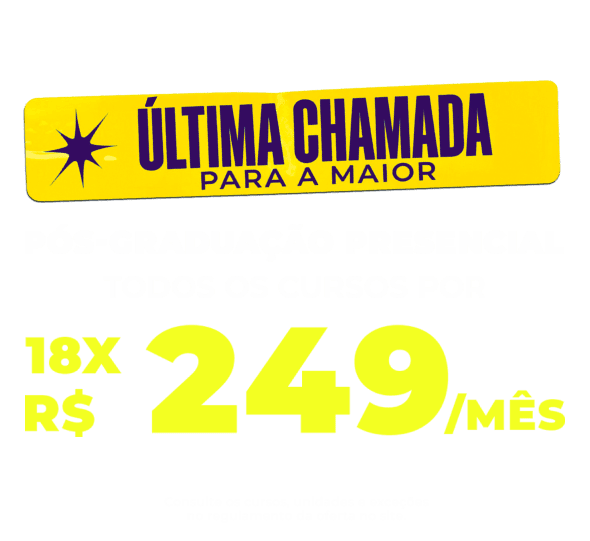 Pós Presencial: todos os cursos por R$249/mês