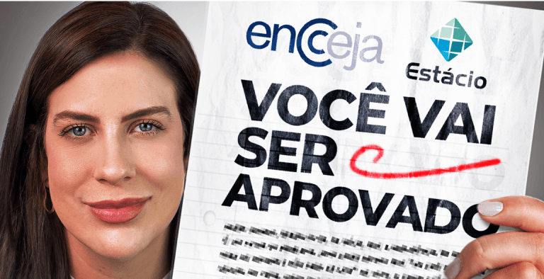 Influenciadora Luma com apostila com capa do encceja e estacio