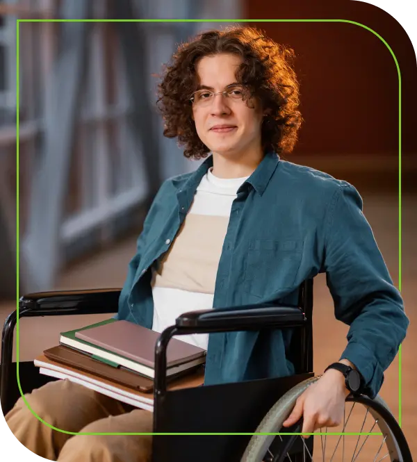 jovem homem cadeirante